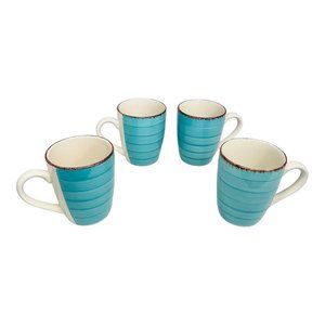 Royal Norfolk Ceramic Blue and White Coffee Mugs Set of 4